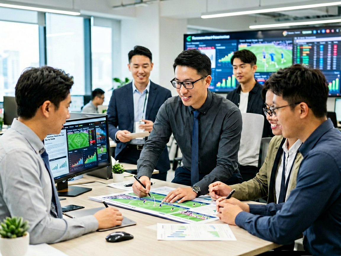 k1体育集团办公环境，专业体育数据团队正在分析比赛数据